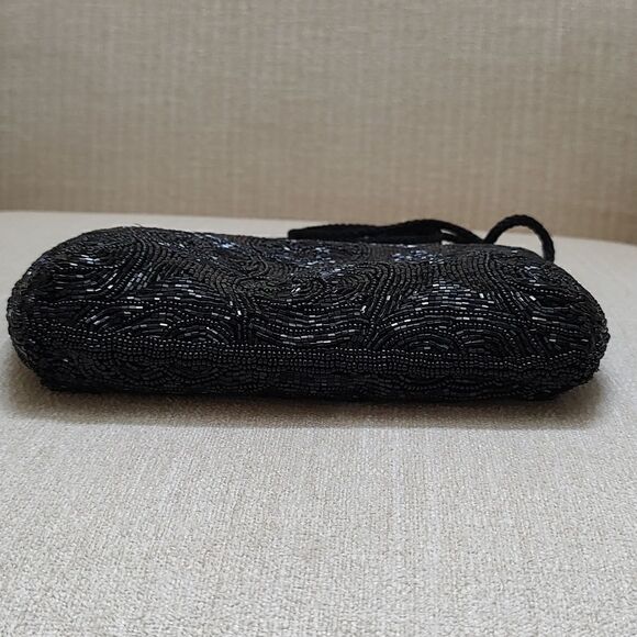 Andre Cellini Black Beaded Special Occasion Shoulder Bag Vintage - Picture 9 of 12
